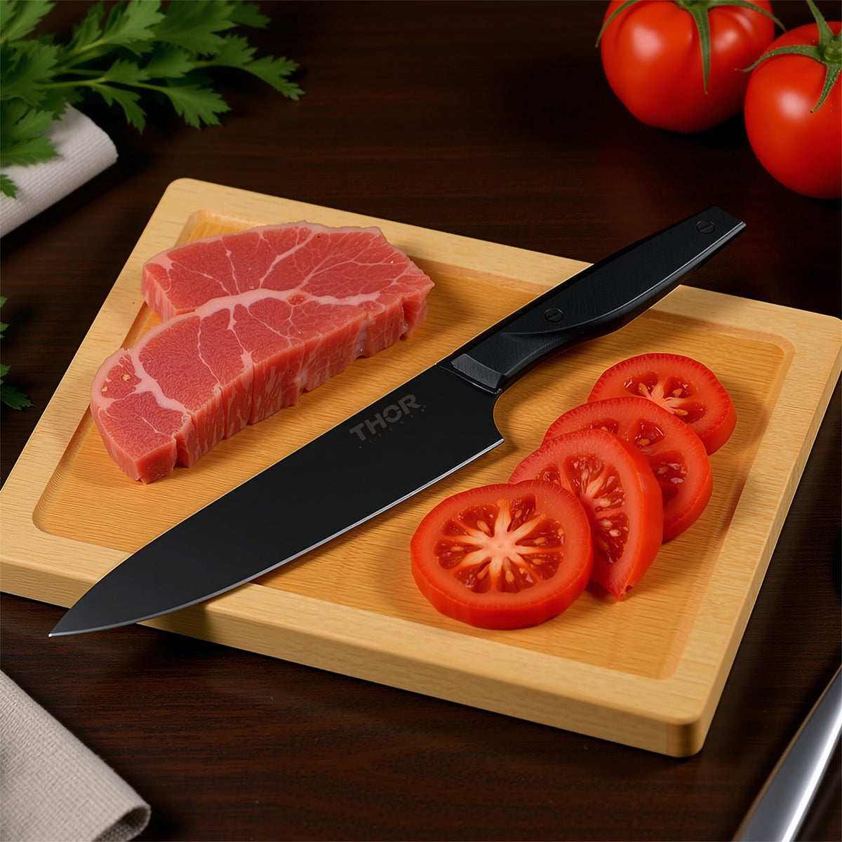 Thor Kitchen 8-Inch Black Titanium Coated German Steel Chef Knife (BTC801S) - view 3