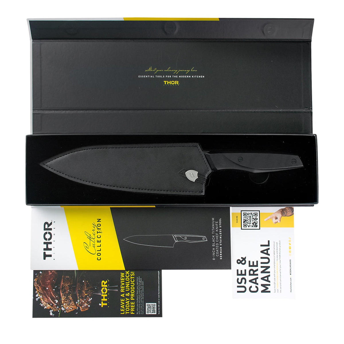 Thor Kitchen 8-Inch Black Titanium Coated German Steel Chef Knife (BTC801S) - view 8
