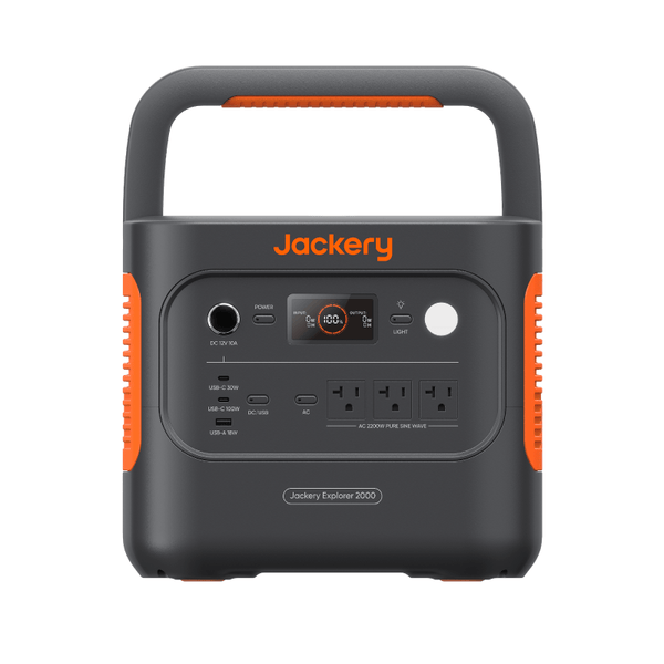 Jackery Explorer 2000 v2 Indoor Friendly Portable Power Station, 2042Wh LiFePO4 Battery, 2200W Solar Generator, USB-C PD 100W Fast Charging for Camping, Home Use