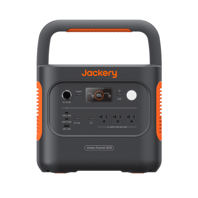 Jackery Explorer 2000 v2 Indoor Friendly Portable Power Station, 2042Wh LiFePO4 Battery, 2200W Solar Generator, USB-C PD 100W Fast Charging for Camping, Home Use