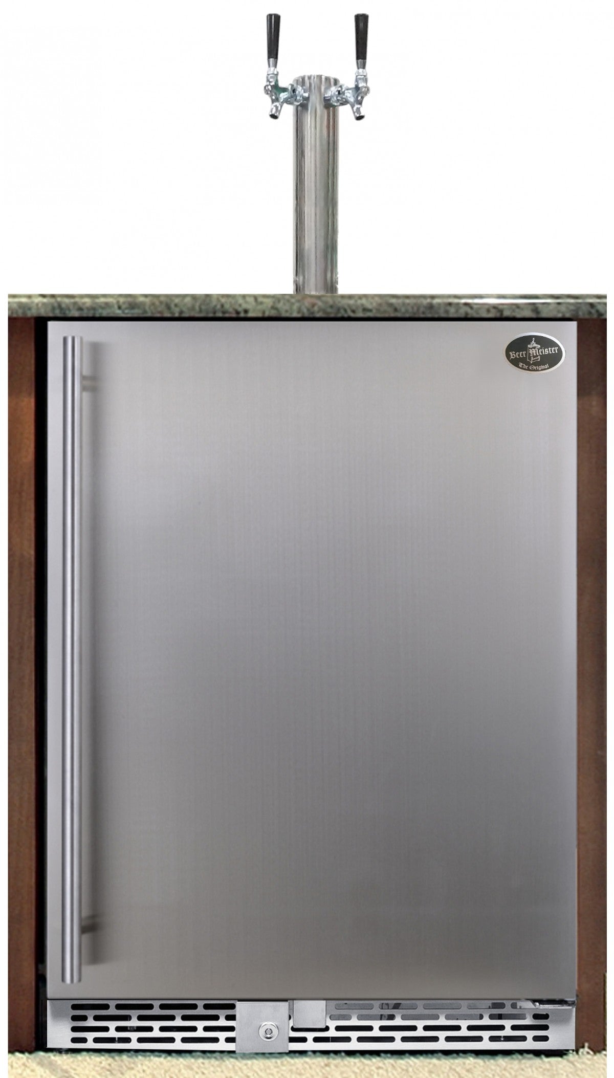 Built-in dual-tower beer refrigerator with stainless door and digital control panel