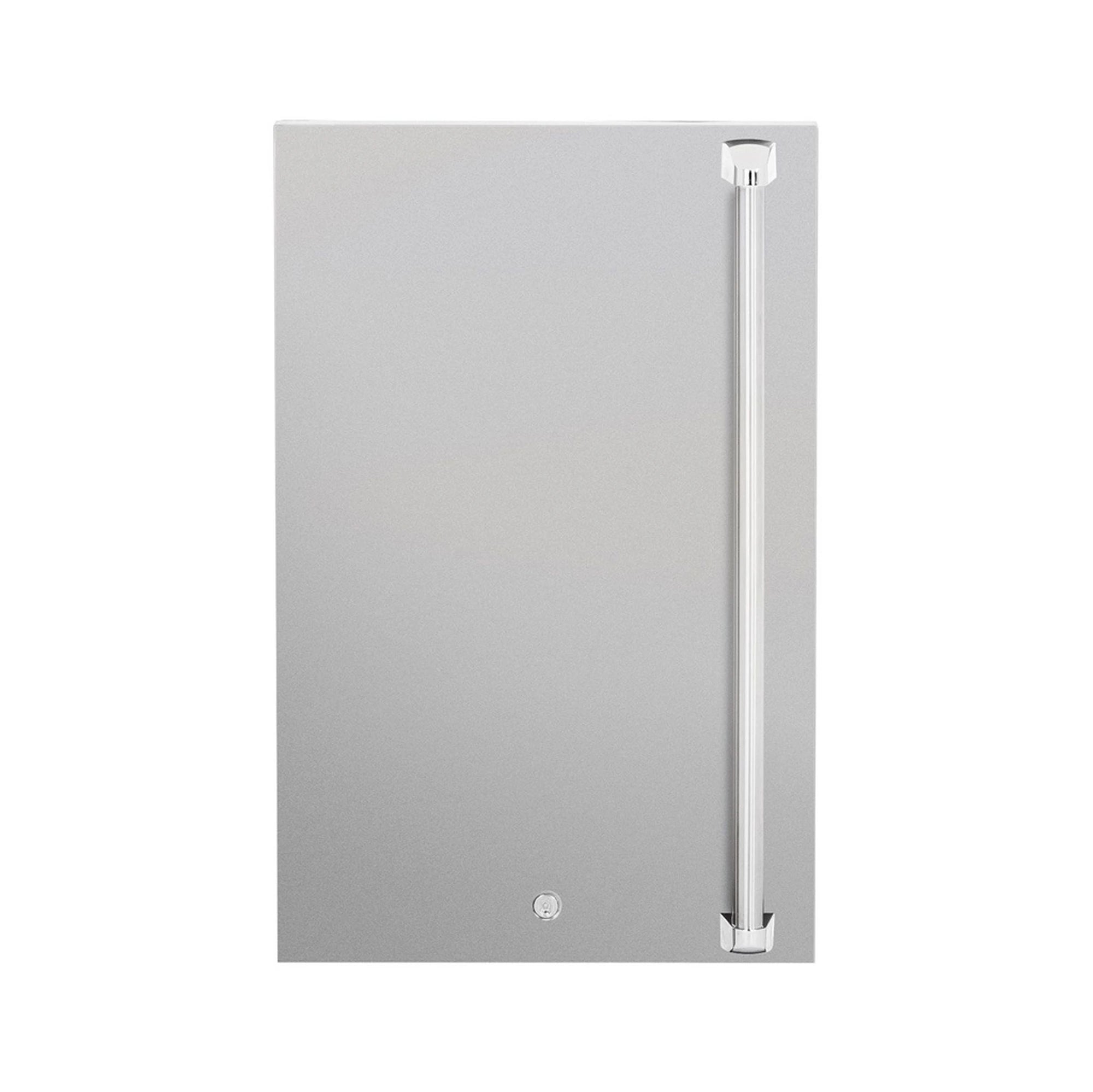 TrueFlame grill door liner panel with stainless steel vertical pull bar, closed