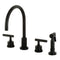 Kingston Brass Manhattan Double-Handle Widespread Kitchen Faucet with Brass Sprayer, Matte Black (KS8720CMLBS)