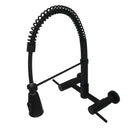 Kingston Brass Gourmetier Concord Double-Handle Wall-Mount Pre-Rinse Bridge Kitchen Faucet, Matte Black (GS8280DL)