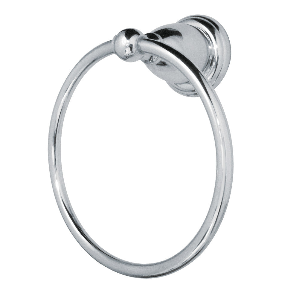 6-inch polished chrome towel ring with round loop and mounting base