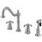 Kingston Brass French Country Double-Handle Widespread Kitchen Faucet with Brass Sprayer, Polished Chrome (KB1791TXBS)