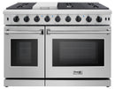 Thor Kitchen 4-Piece Appliance Package - 48-Inch Propane Gas Range, French Door Refrigerator, Dishwasher, and Microwave Drawer in Stainless Steel