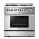 Thor Kitchen 4-Piece Pro Appliance Package - 36-Inch Dual Fuel Range with Propane Gas Cooktop , French Door Refrigerator, Pro-Style Wall Mount Hood and Dishwasher in Stainless Steel