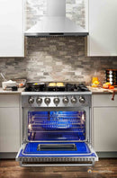 Thor Kitchen 4-Piece Pro Appliance Package - 36-Inch Propane Gas Range, Refrigerator with Water Dispenser, Wall Mount Hood & Dishwasher in Stainless Steel