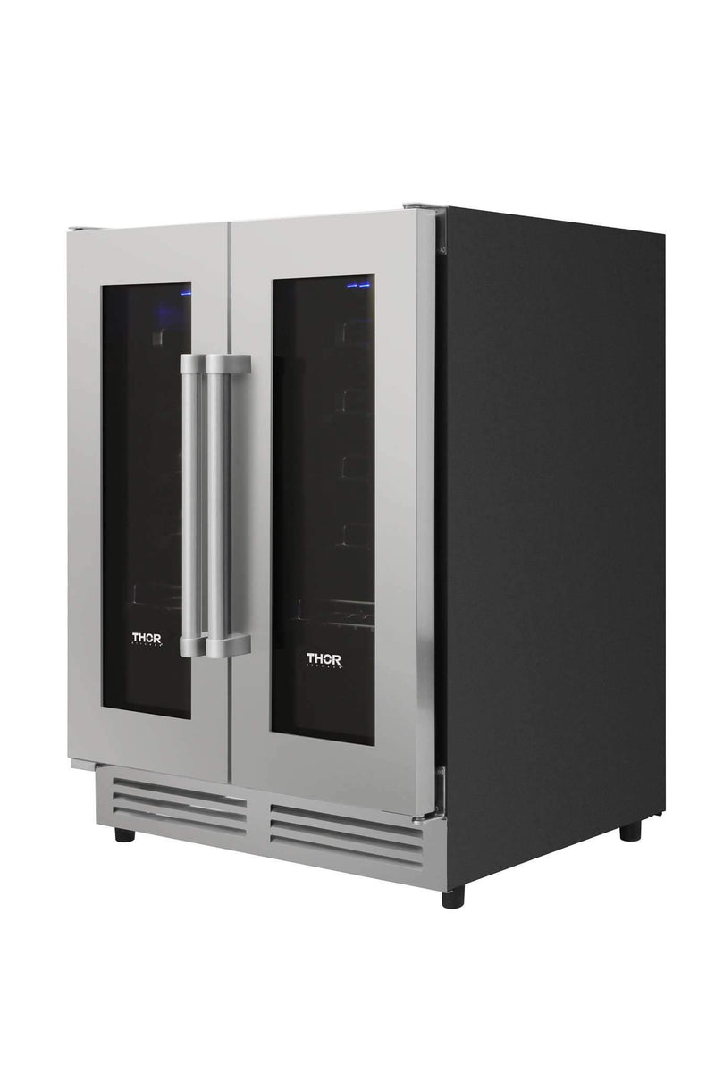 Thor Kitchen A-Series 5-Piece Appliance Package - 48-Inch Propane Gas Range, Refrigerator with Water Dispenser, Dishwasher, Microwave, and Wine Cooler in Stainless Steel