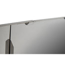 Wall-mount range hood underside with metal spring latch and hanging strap