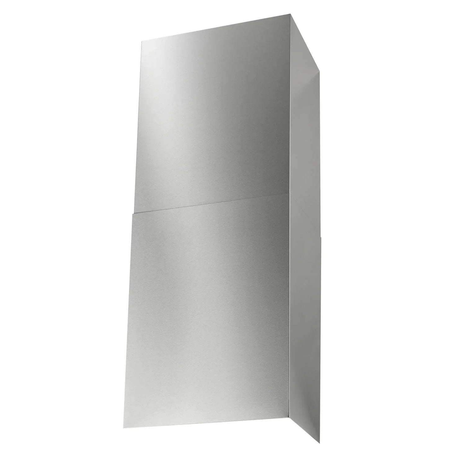 Stainless steel refrigerator door panel with open hinge and vertical edge