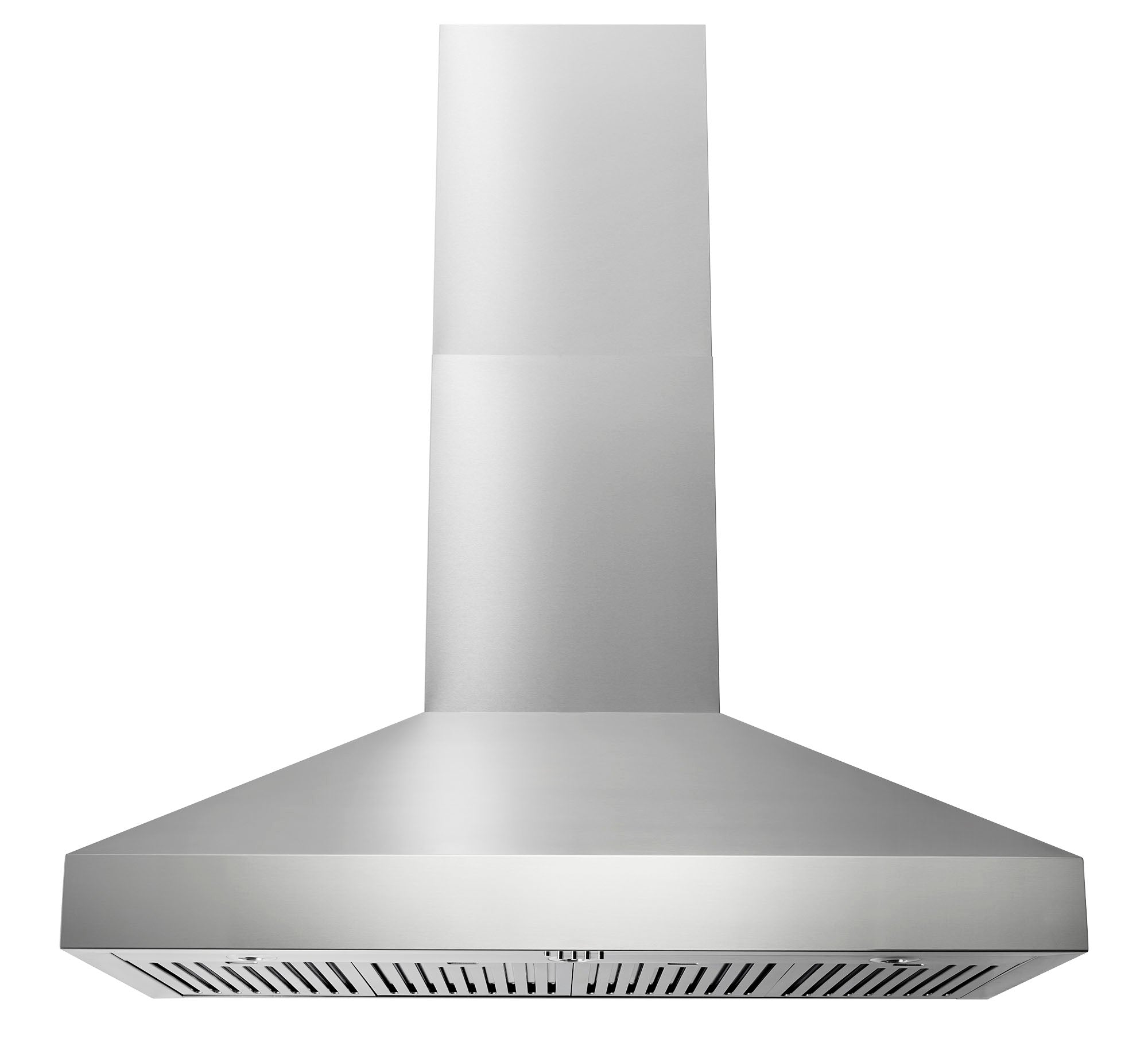 Stainless steel wall range hood with chimney and vent grille