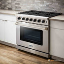 Thor Kitchen 5-Piece Appliance Package - 36-Inch Propane Gas Range, French Door Refrigerator, Pro-Style Wall Mount Hood, Dishwasher, and Wine Cooler in Stainless Steel