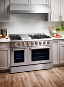 Thor Kitchen 5-Piece Pro Appliance Package - 48-Inch Dual Fuel Range with Propane Gas Cooktop , Under Cabinet 11-Inch Hood, French Door Refrigerator, Dishwasher, and Wine Cooler in Stainless Steel