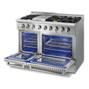 Thor Kitchen 5-Piece Pro Appliance Package - 48-Inch Dual Fuel Range with Propane Gas Cooktop , French Door Refrigerator, Dishwasher, Pro Wall Mount Hood, and Microwave Drawer in Stainless Steel