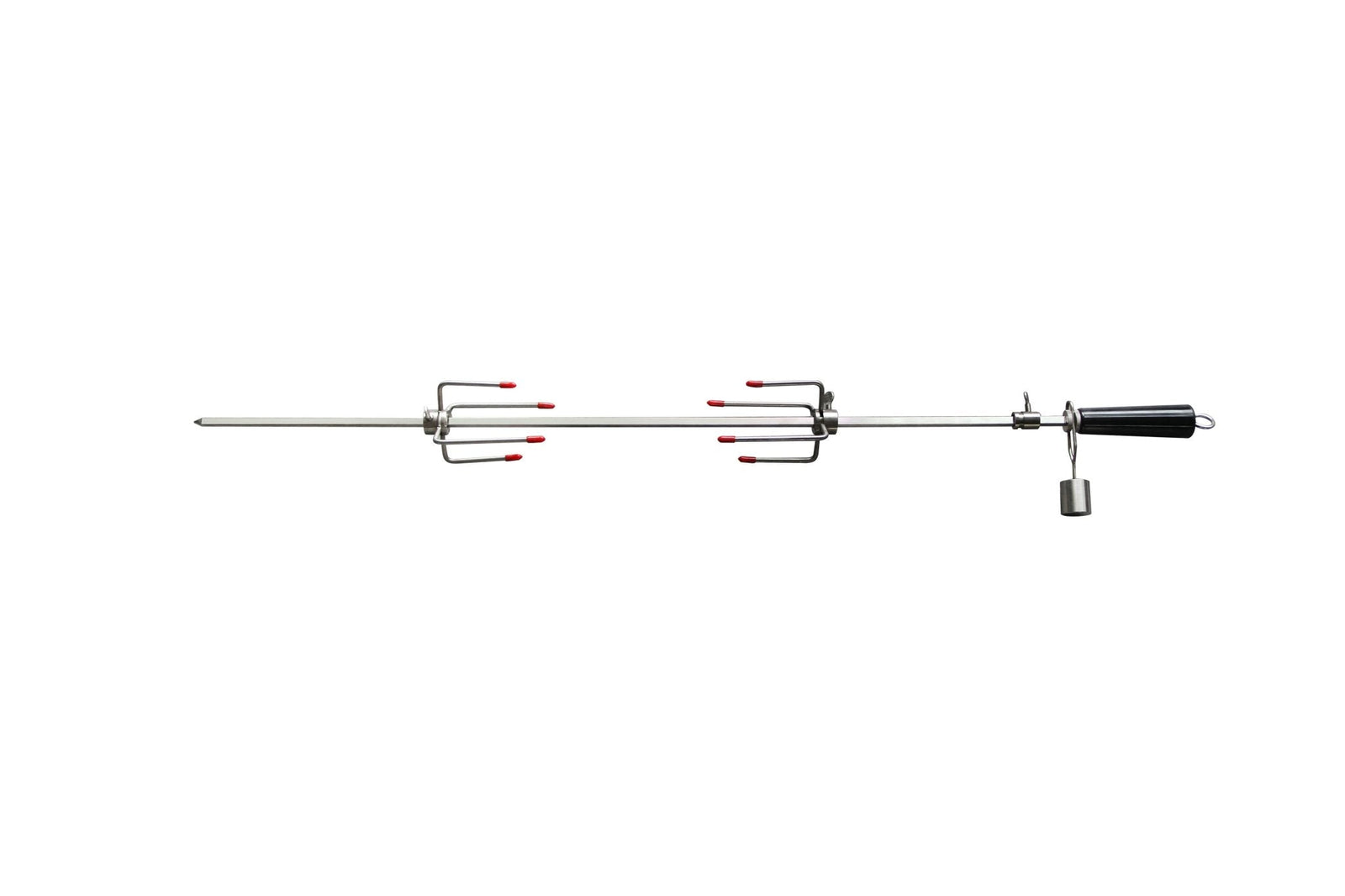Rotisserie spit rod with prongs and motor mount for outdoor grill