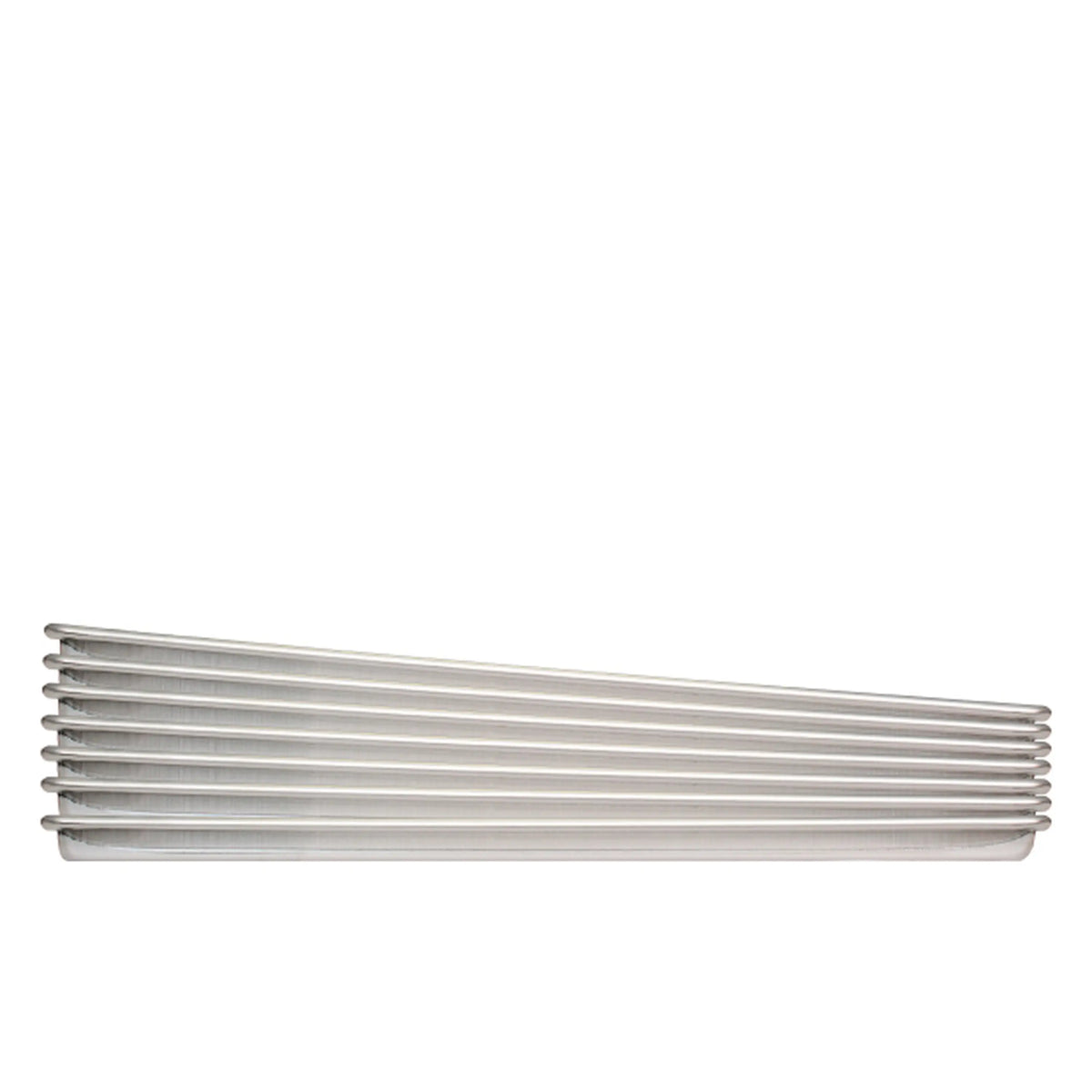 Stainless steel freeze dryer tray with parallel wire rails