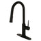 Kingston Brass Gourmetier New York Single-Handle Pull-Down Kitchen Faucet, Matte Black (LS2720NYL)