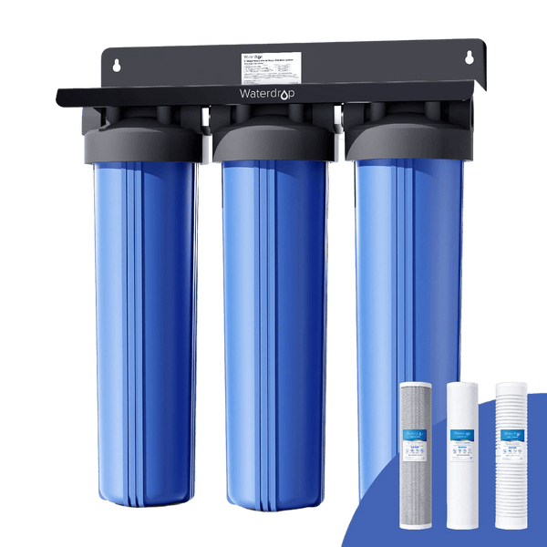 Waterdrop 3-Stage Whole House Water Filter System with Carbon Filter & Sediment Filter (WD-WHF3T-PG)