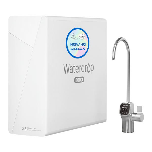 Waterdrop Alkaline Mineral pH+ Tankless Reverse Osmosis System, NSF/ANSI 42&58&372 Certified, 800 GPD RO Water Filter, 10-Stage Filtration Under Sink RO System, 2:1 Pure to Drain, BPA Free (WD-X8)