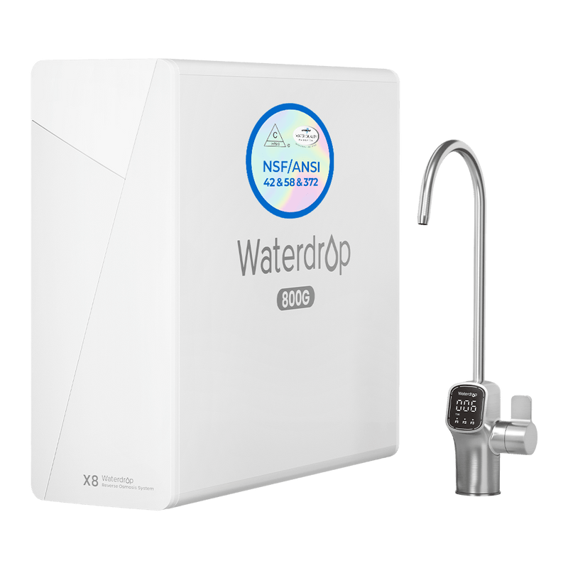 Waterdrop Alkaline Mineral pH+ Tankless Reverse Osmosis System, NSF/ANSI 42&58&372 Certified, 800 GPD RO Water Filter, 10-Stage Filtration Under Sink RO System, 2:1 Pure to Drain, BPA Free (WD-X8)