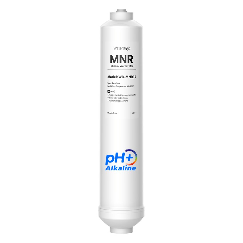 Waterdrop MNR mineral water filter cartridge with pH+ alkaline label