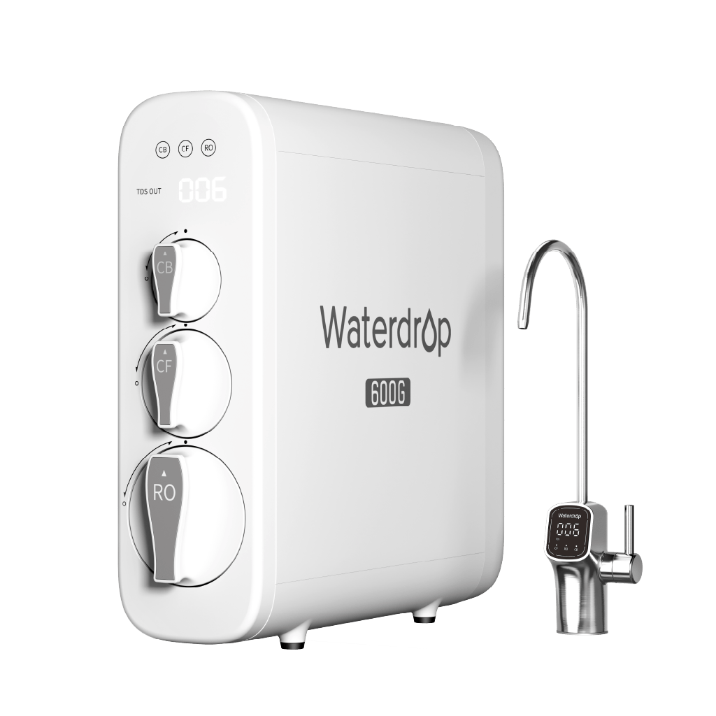 Compact reverse osmosis unit with smart LED faucet, under-sink water filtration