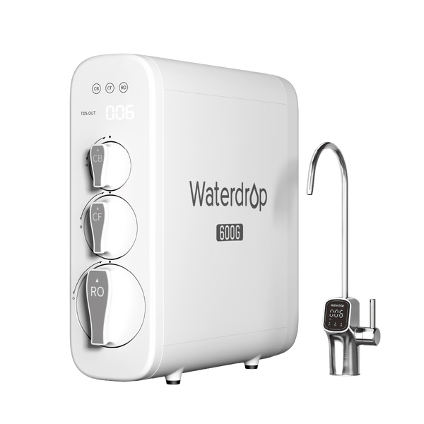 Waterdrop Reverse Osmosis Tankless System & Smart Faucet with Built-in LED Display, 8-Stage Filtration, White (WD-G3P600)