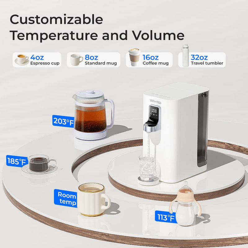 Waterdrop Countertop Reverse Osmosis Water Filter System, Instant Hot Water Dispensers, Portable No Installation, 4 Temperature Options, Reduce TDS, 5-Stage with UV (WD-K19-H)