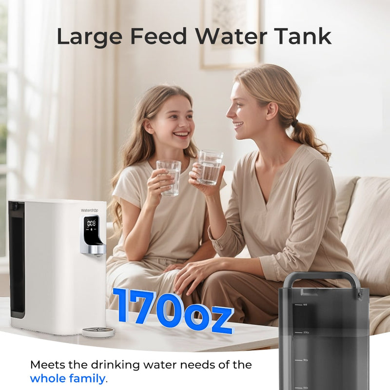 Waterdrop Countertop Reverse Osmosis Water Filter System, Instant Hot Water Dispensers, Portable No Installation, 4 Temperature Options, Reduce TDS, 5-Stage with UV (WD-K19-H)