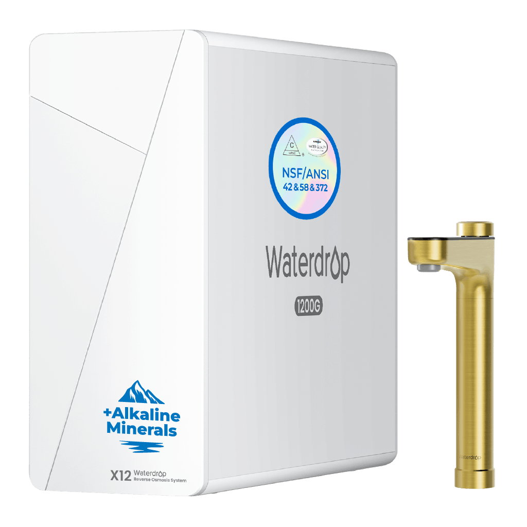 Waterdrop Tankless Reverse Osmosis Water Filter, NSF/ANSI 58 & 372 Certified, 1200 GPD Reverse Osmosis System, 11-Stage Filtration Undersink RO, 3:1 Pure to Drain, Alkaline Mineral (WD-X12-YZ)