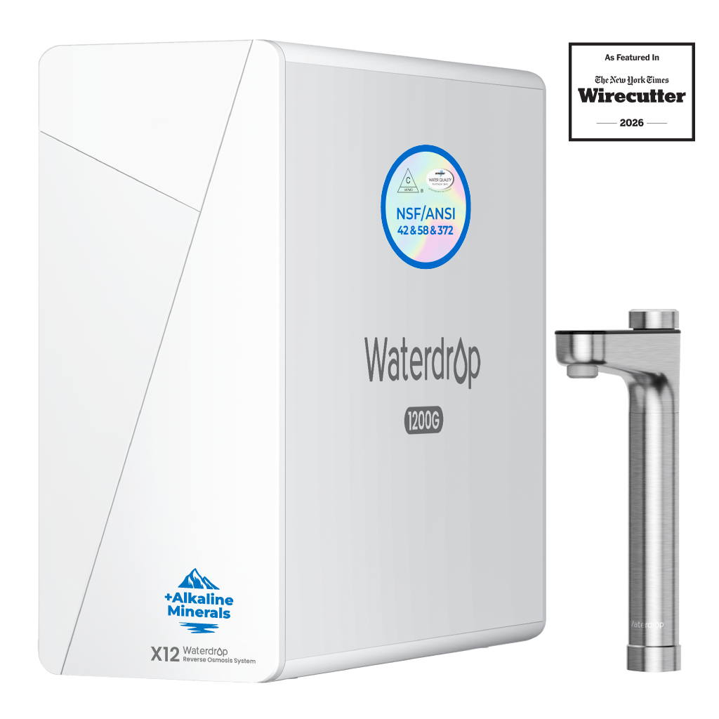 Waterdrop undersink reverse osmosis filter system, white unit with top mount faucet