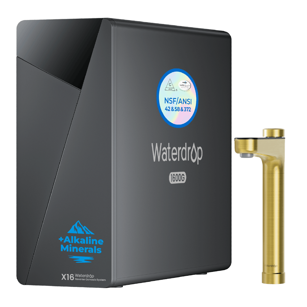 Waterdrop Alkaline Tankless Reverse Osmosis System, NSF/ANSI 42&58&372 Certified, 1600 GPD RO Filter System, 11-Stage Filtration, UnderSink, 3:1 Pure to Drain, Alkaline Mineral pH+, BPA Free (WD-X16-D)