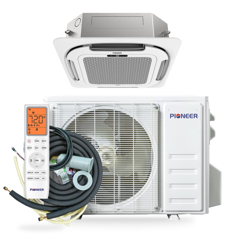 Pioneer® Quantum Ultra™ 12,000 BTU 22 SEER2 230V Ceiling Cassette Ductless Mini-Split Air Conditioner Inverter Heat Pump Full Set (CYT012GLSI24RL)