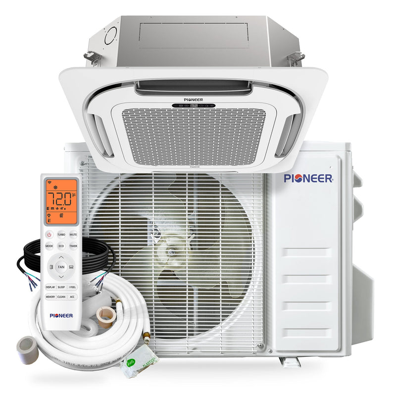 Pioneer® Quantum Ultra™ 18,000 BTU 20.5 SEER2 230V Ceiling Cassette Ductless Mini-Split Air Conditioner Inverter Heat Pump Full Set (CYT018GLSI24RL)