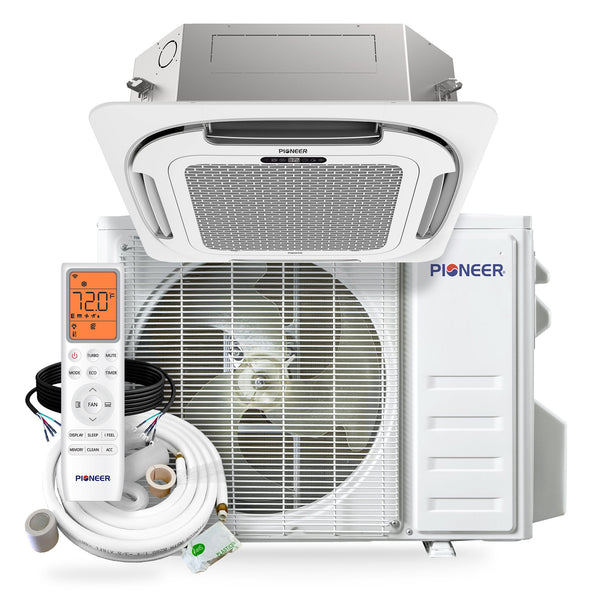 Pioneer® Quantum Ultra™ 24,000 BTU 22.5 SEER2 230V Ceiling Cassette Ductless Mini-Split Air Conditioner Inverter Heat Pump Full Set (CYT024GLSI24RL)
