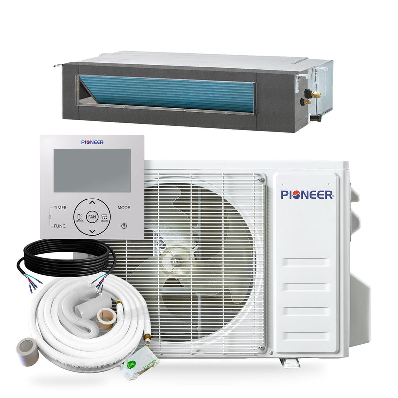 Pioneer® Quantum Ultra™ 12,000 BTU 18.5 SEER2 230V Ceiling Concealed Ducted Mini-Split Air Conditioner Inverter Heat Pump Full Set (RYT012GLSI24RL)