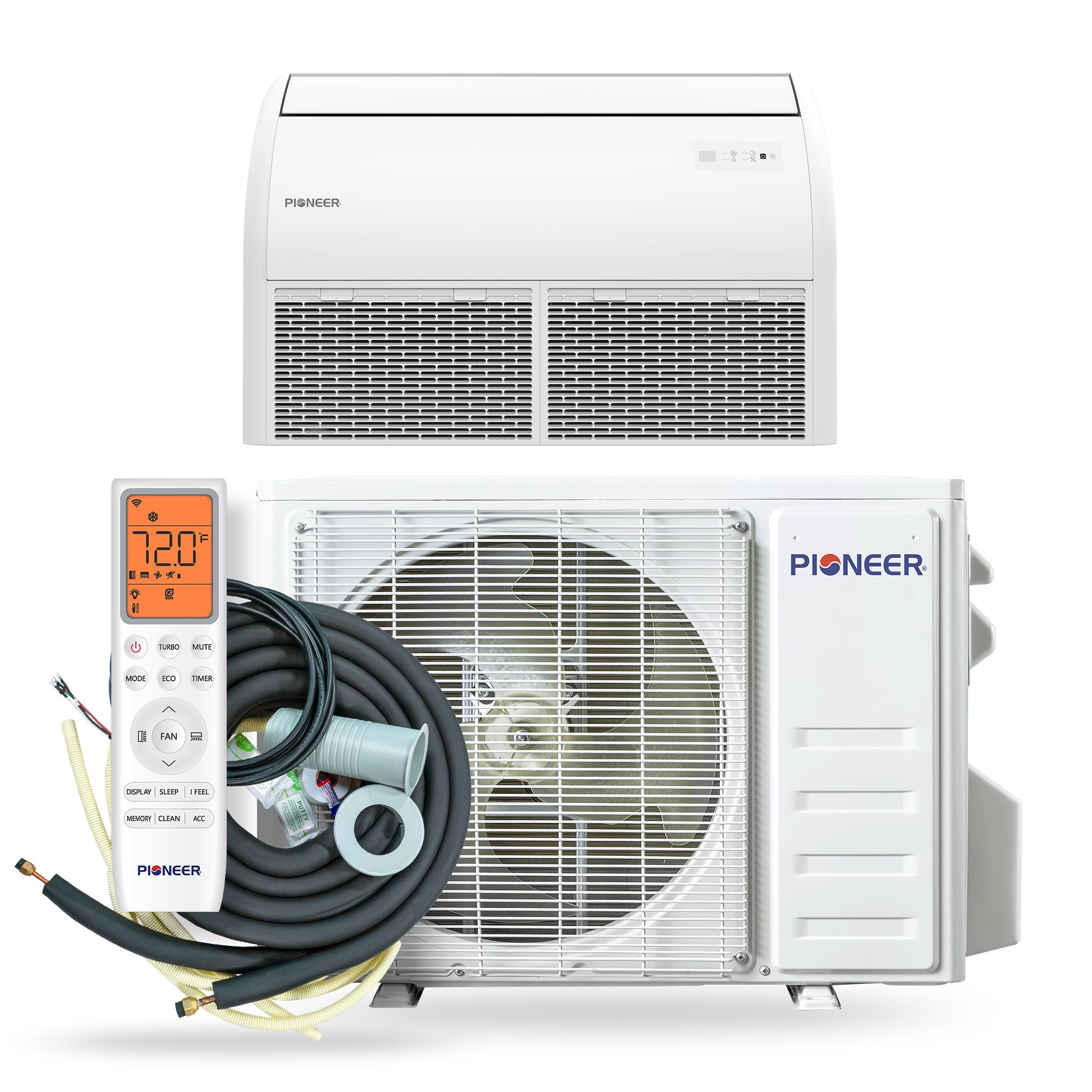 Pioneer mini-split air conditioner full set with remote and bundled installation lines