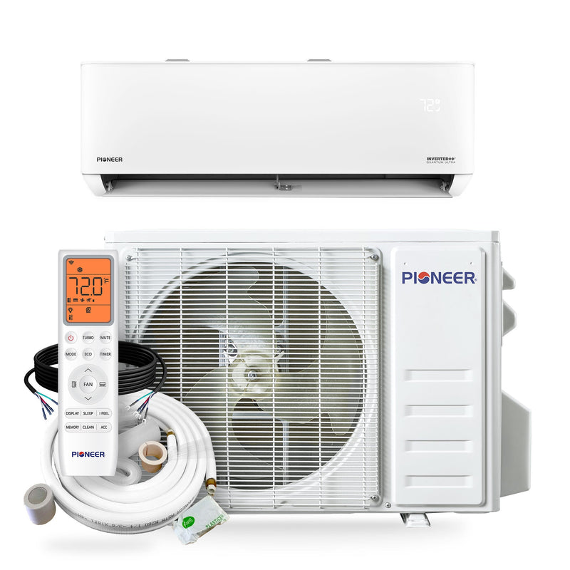 Pioneer® Quantum Ultra™ 9,000 BTU 24 SEER2 115V High-Wall Ductless Energy-Star Mini-Split Air Conditioner Inverter Hyper Heat Pump Full Set (WYT009ALSI24RL)
