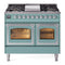 ILVE Nostalgie II Noblesse 40-Inch 4.3 Cu. Ft. Double Oven Propane Gas Dual Fuel Range with 6 Burners, Griddle and Triple Glass Door in Mediterranean Mint with Chrome Trim (UND40FNMPMMCLP)