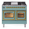 ILVE Nostalgie II Noblesse 40-Inch 4.3 Cu. Ft. Dual Oven Propane Gas Dual Fuel Range with 6 Burners, Griddle and Triple Glass Door in Mediterranean Mint with Brass Trim (UND40FNMPMMGLP)
