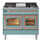 ILVE Nostalgie II Noblesse 40-Inch 4.3 Cu. Ft. Dual Oven Propane Gas Dual Fuel Range with 6 Burners, Griddle and Triple Glass Door in Mediterranean Mint with Copper Trim (UND40FNMPMMPLP)