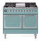 ILVE Nostalgie II Noblesse 40-Inch 4.3 Cu. Ft. Dual Oven Propane Gas Dual Fuel Range with 6 Burners, Griddle and Solid Door in Mediterranean Mint with Chrome Trim (UND40FQNMPMMCLP)