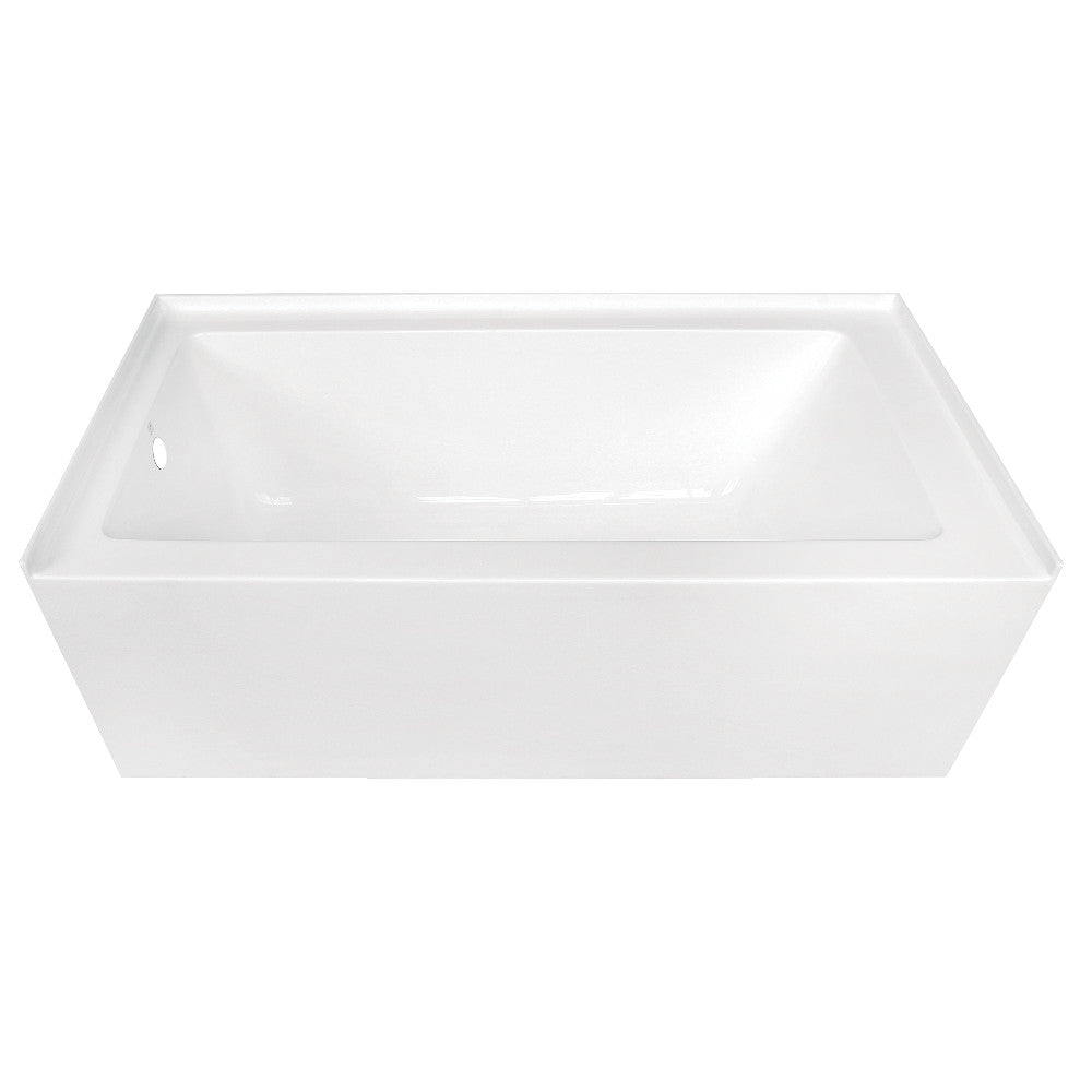 Glossy white acrylic rectangular alcove bathtub with clean, flat apron