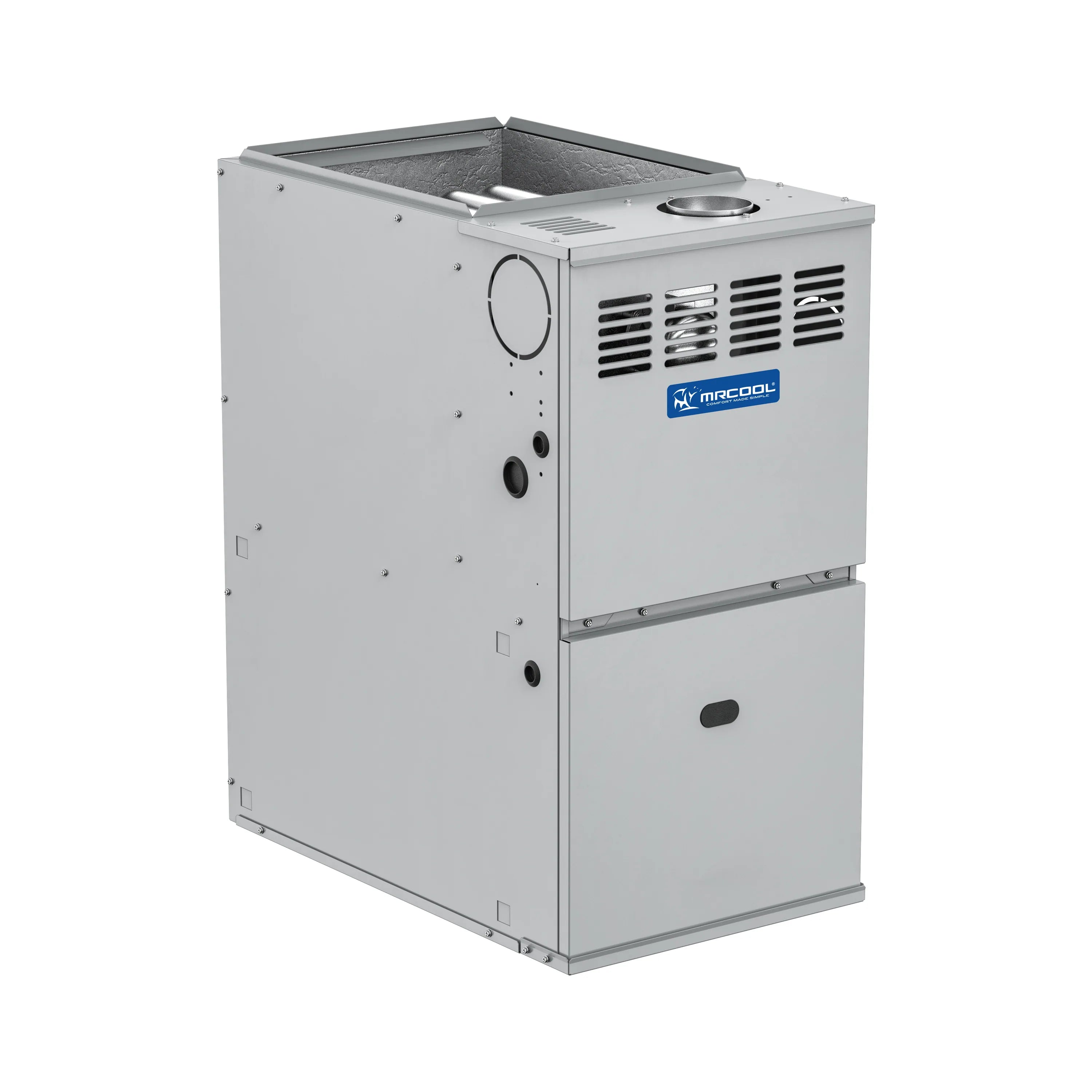 MRCOOL gas furnace cabinet with top air filter and side control panel