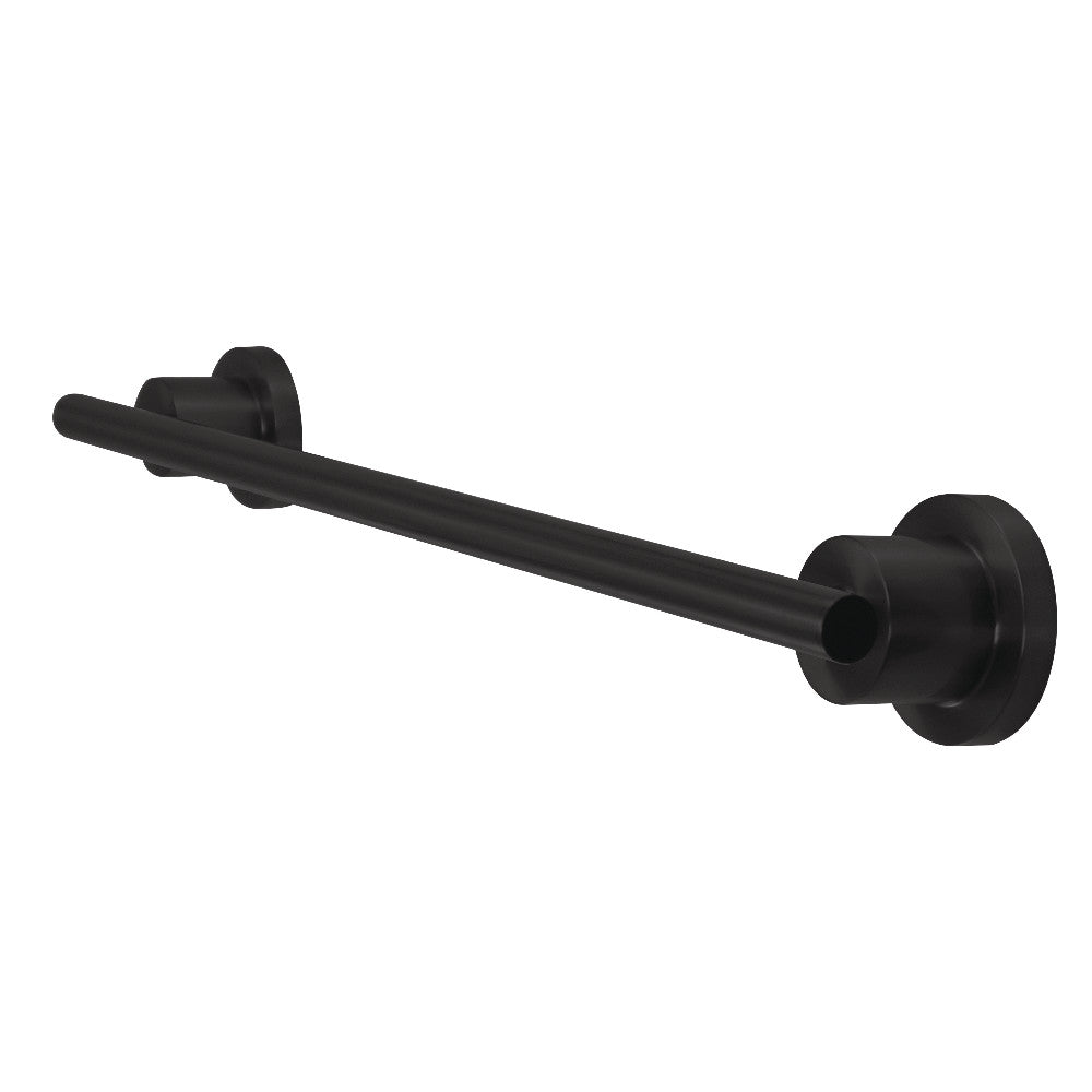 Matte black single towel bar with round end mounts