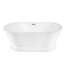 Kingston Brass 66" Acrylic Oval Double Ended Pedestal Tub with Drain (No Faucet Drillings), Glossy White/Polished Nickel (VTDE663124C426)