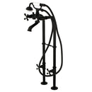Kingston Brass Kingston Freestanding Tub Faucet with Supply Line and Stop Valve, Matte Black (CCK266K0)