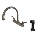 Kingston Brass Magellan Double-Handle 8" Centerset Kitchen Faucet with Side Sprayer, Black Stainless (KB7900SP)